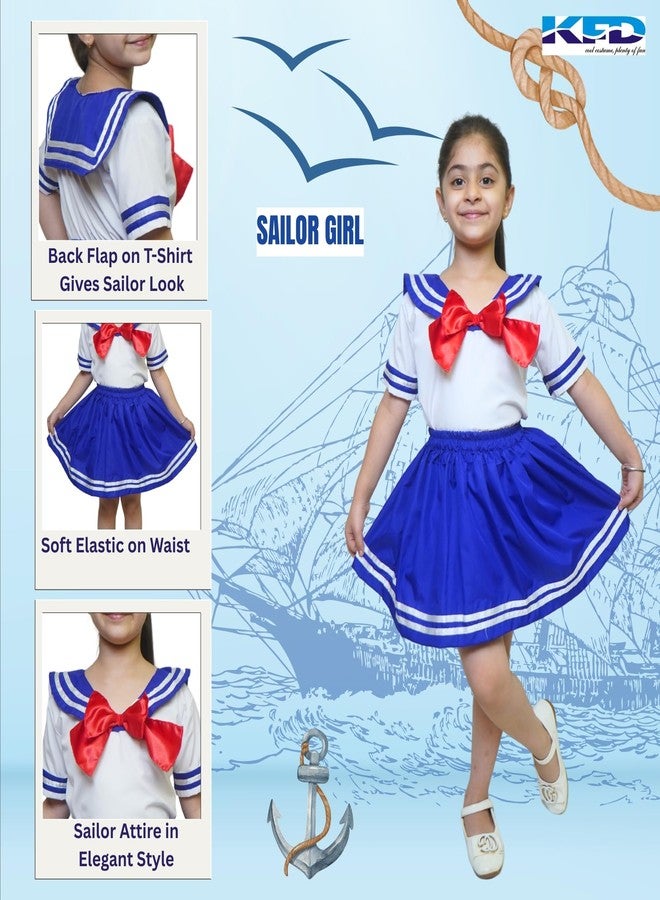 كاكو فانسي دريسيس زي بحار من كاكو فانسي دريسز، زي تنكري باللون الكحلي للأطفال، مناسب للمناسبات المدرسية - أزرق/أبيض، مقاس 5-6 سنوات، للبنات - Image 2